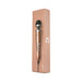 Doxy Number 3 Rose Gold mains-powered wand vibrator with silicone head shown on its matching rose gold packaging box.
