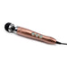 Doxy Number 3 Rose Gold mains powered wand vibrator with black silicone head and control buttons on handle.