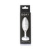 Doxy Ribbed Plug in sleek silver aluminum with tapered shape and ribbed texture, displayed in black packaging.