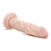 Realistic light skin tone silicone dildo with suction cup base, textured veins, and a smooth rounded tip.