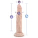 Realistic silicone dildo with suction cup base, 7.5 inches long, 1.5 inch width, and 4.5 inch girth measurements shown.