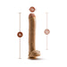 Realistic 14-inch dildo with suction base and detailed texture, 2.5-inch diameter, 11.5-inch insertable length.