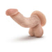 Beige realistic dildo with textured shaft, balls, and suction cup base for hands-free use.
