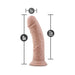 Mocha-colored 8-inch realistic dildo with 2-inch width and suction cup base, showing detailed texture and dimensions.