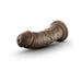 Mocha-colored 8-inch realistic dildo with suction cup base, textured surface, and self-lubricating feature.