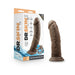 Dr. Skin Glide 8-inch self-lubricating mocha dildo with suction cup base and packaging box.