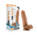 Chocolate-colored 7-inch self-lubricating dildo with balls and suction cup base next to its packaging box.