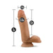 Chocolate-colored 7-inch realistic dildo with balls and suction cup base, showing measurements and insertable length.