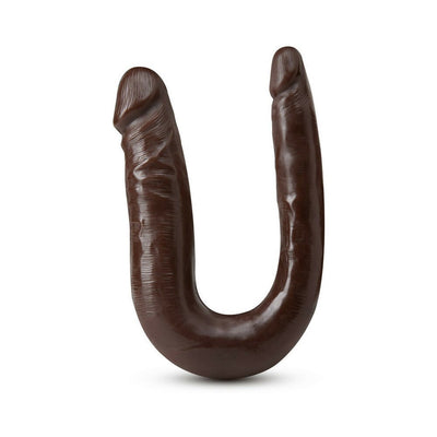 Dark brown U-shaped double-ended flexible toy with realistic texture and two different-sized ends.