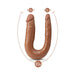 U-shaped double-ended toy in brown with two different girths, measuring 12.5 inches long, designed for versatile use.