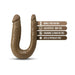 Brown U-shaped double-ended flexible toy with realistic texture, designed for double penetration, body-safe and phthalate-free.