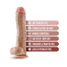 Realistic 11.5-inch dildo with suction cup base, textured surface, and body-safe, latex-free material features.