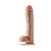 Realistic 11.5 inch dildo with suction cup base and textured veins in natural skin tone
