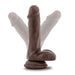 Dark brown 6-inch posable dildo with balls and suction cup base shown in adjustable angled positions.