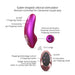 Iridescent berry galet-shaped clitoral stimulator with remote control featuring 5 flapping modes and 8 intensity levels.