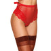 Dreamgirl High - Waisted Fishnet Garter Thong with Lace Detail Ruby S - SexToy.com