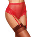 Dreamgirl High - Waisted Fishnet Garter Thong with Lace Detail Ruby S - SexToy.com