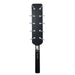 Black E-stim paddle with ten metal spikes emitting electric sparks and a control handle with buttons and indicator lights.