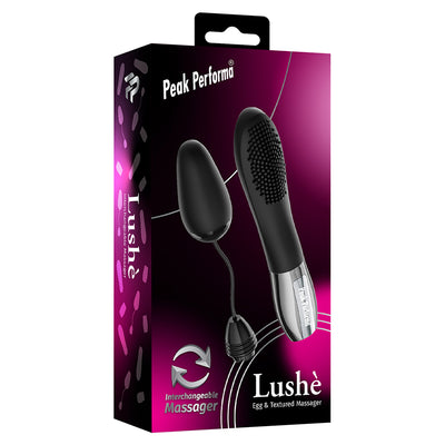 Peak Performa Interchangeable Lushe Egg and Textured Massager-Black