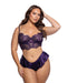 Lace Bralette w/Crisscross Detail & Satin Ruffle Shorts 2 pc Set - Purple 1X