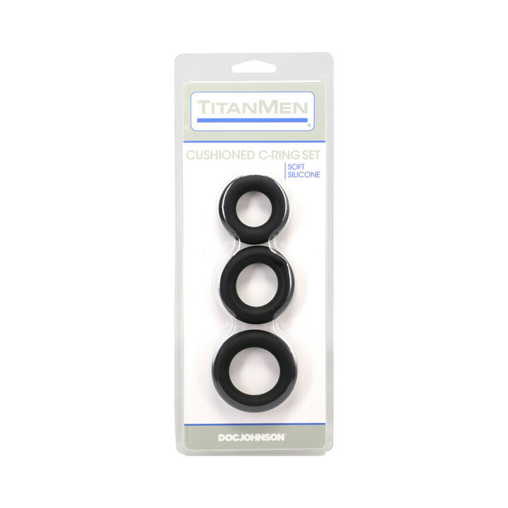 TitanMen Cushioned C-Ring 3 Piece Silicone Set Black