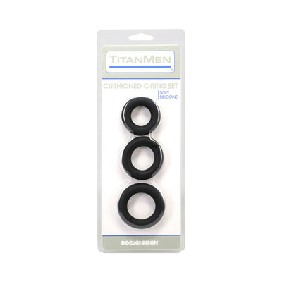 TitanMen Cushioned C-Ring 3 Piece Silicone Set Black