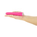 Hand holding a sleek, pink Easy Pleezy bullet vibrator with a smooth finish and single-button control.