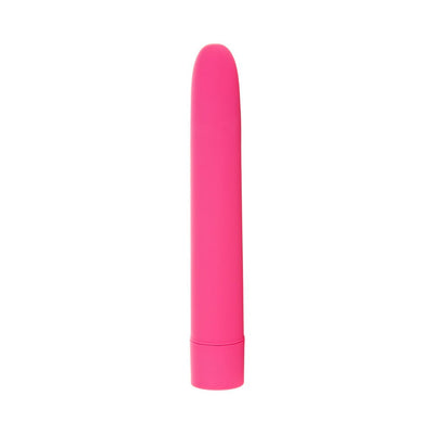 Sleek pink bullet vibrator with smooth soft-touch finish and simple one-button control design.