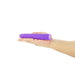 Hand holding a sleek purple Easy Pleezy bullet vibrator with a smooth soft-coat finish and single button control.