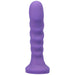 Midnight purple silicone vibrator with textured shaft and flared base for g-spot stimulation and pelvic floor exercises.
