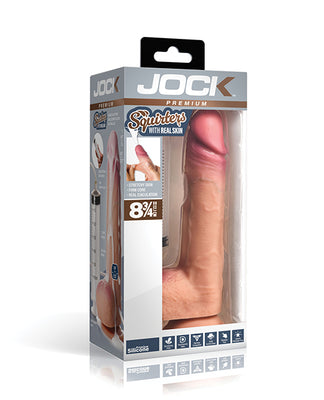Curve Toys Jock Real Skin 8.75" Ejaculating Silicone Dildo w/Balls