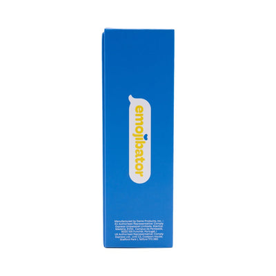 Blue rectangular box packaging for the Emojibator Banana USB adult toy with logo and product information.