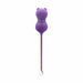 Purple cat-shaped kegel ball vibrator with a long tail and silver tip, designed for remote-controlled use.