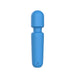 Compact blue wand vibrator with textured grip and rounded head, designed for discreet and powerful use.