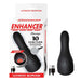 Black Enhancer Ultimate Blow Job device with USB charging cable and packaging highlighting 10 functions and textured interior.
