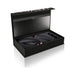 Enigma luxury pleasure device set in sleek black and rose gold with ergonomic design, presented in elegant black gift box.