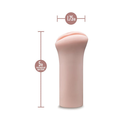 Beige EnLust Ashlynn Stroker male pleasure sleeve with 5-inch length and 1.75-inch diameter, open-ended design.