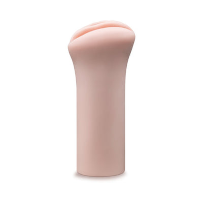 Beige EnLust Ashlynn Stroker male pleasure sleeve with soft, smooth texture and open-ended design.