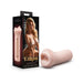 Beige EnLust Candi male stroker with realistic mouth design next to its packaging featuring a blonde illustrated woman.