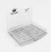 Clear acrylic counter display with 24 slots for 10ml Eye of Love Bloom fragrance bottles, branded with logo and product info.