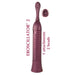 Eroscillator 2 in plum color with ribbed handle, featuring one attachment and two interchangeable heads shown.