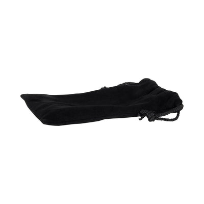 Black velvet drawstring pouch for discreet storage of intimate accessories.