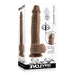 Packaging of Evolved Full Monty 9-inch dark silicone dildo with remote control, showing realistic texture and suction base.