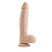 Light skin tone realistic silicone dildo with suction cup base, detailed texture, and life-like design.