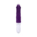 Evolved Plum Thrust rechargeable silicone vibe in purple with textured white handle and realistic shaft details.