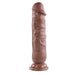 Realistic 7-inch brown dong with lifelike texture and suction cup base for hands-free use.