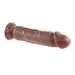 Realistic 7-inch brown dong with lifelike texture and suction cup base on white background.