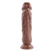 Realistic 7-inch brown dong with textured shaft and suction cup base for hands-free use.