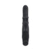 Black silicone rabbit vibrator with dual motors, textured shaft, flexible bunny ears, and three-button control panel.