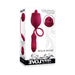 Evolved Wild Rose dual-action red silicone pleasure toy with vibrating flicking tongue and thrusting bullet, shown in packaging.